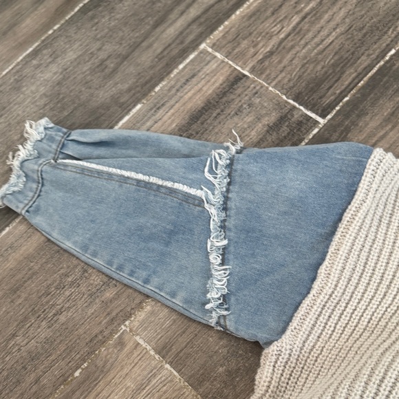 ADORA Two-Tone Sweater with Denim Sleeves - Picture 3 of 4